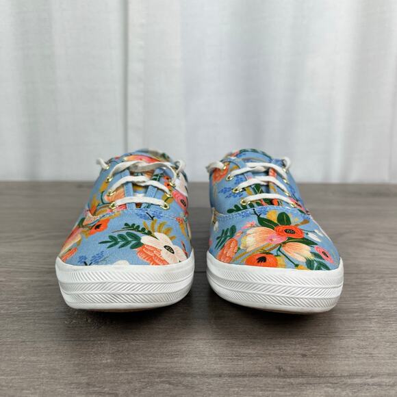 Keds x Rifle Paper Company Blue Lively Floral Sneakers Sz.9 - Picture 5 of 12